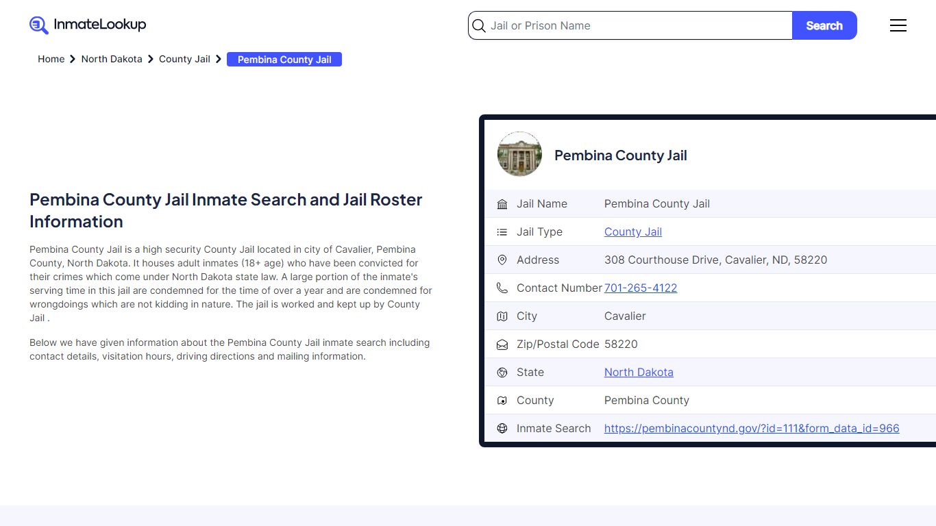 Pembina County Jail Inmate Search and Jail Roster Information