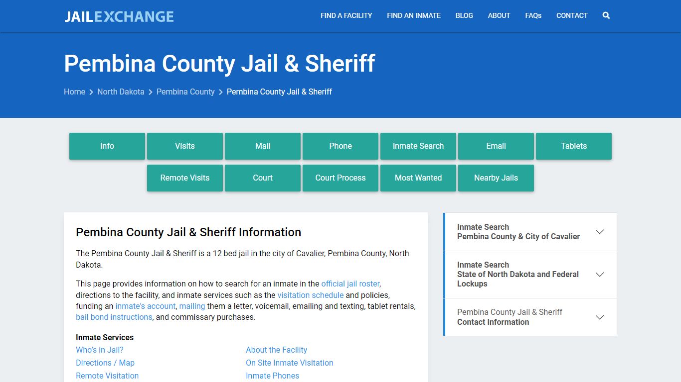 Pembina County Jail & Sheriff, ND Inmate Search, Information