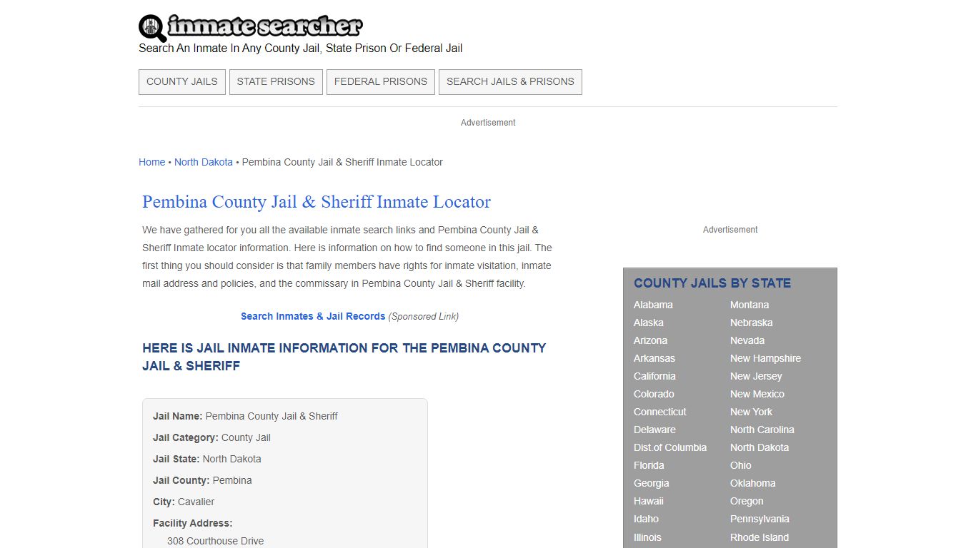 Pembina County Jail & Sheriff Inmate Locator - Inmate Searcher